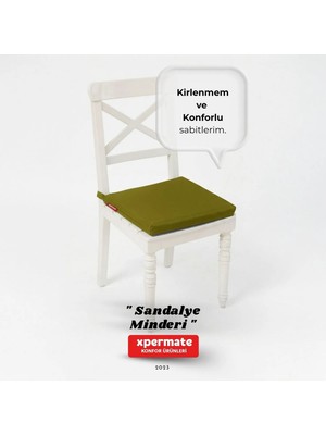 Xpermate Sandalye Minderi 40x40 cm Fermuarlı Su Geçirmez Leke Tutmaz Bağcıklı Bahçe Balkon Minderi Seti Yeşil