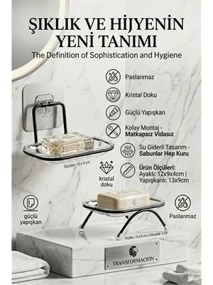 Uravas Store Yapışkanlı ve Ayaklı Sabunluk Seti – Su Giderli, Katı Sabun Kutusu 723055