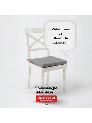 Xpermate Sandalye Minderi 40x40 cm Fermuarlı Su Geçirmez Leke Tutmaz Bağcıklı Bahçe Balkon Minderi Seti Antrasit