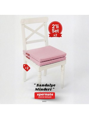 Xpermate 2'li Sandalye Minderi 40x40 cm Fermuarlı Su Geçirmez Leke Tutmaz Bağcıklı Bahçe Balkon Minderi Seti Pembe