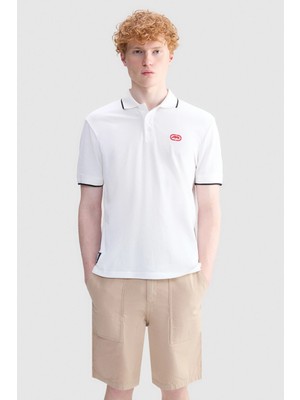 Ecko Unltd. Caleb Regular Fit Polo Yaka Baskılı %100 Pamuk Erkek Beyaz Polo Tişört