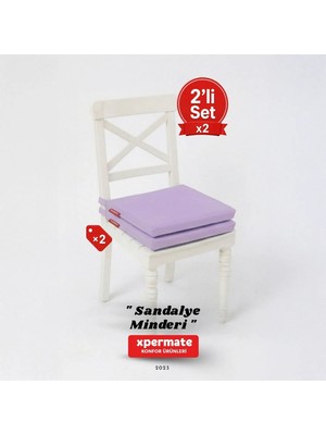 Xpermate Fermuarlı 2'li Sandalye Minderi Su Itici Kumaş 40 x 40  cm  Sünger Sandalye Minderi Bağcıklı Lila