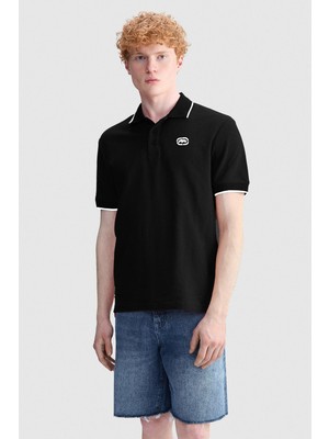 Ecko Unltd. Caleb Regular Fit Polo Yaka Baskılı %100 Pamuk Erkek Siyah Polo Tişört