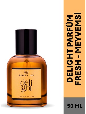 Ashley Joy Delight Kadın Parfüm EDP 50 ML | Fresh & Meyvemsi | Beyaz Şeftali, Mandalina, Misk, Vanilya | Amber Renkli Cam Şişe