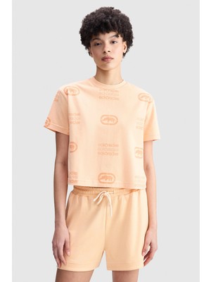 Ecko Unltd. Ecko Red Anna Loose Fit Bisiklet Yaka Baskılı %100 Pamuk Kadın Turuncu Tshirt