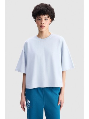 Ecko Unltd. Ecko Red Skylar Oversize Boxy Bisiklet Yaka Baskılı Kadın Gri Tshirt