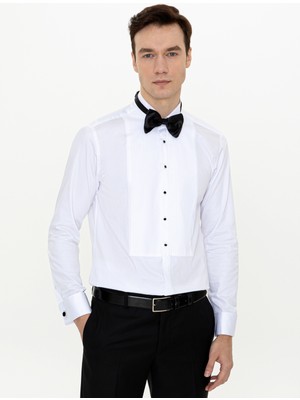 Cacharel Erkek Beyaz Slim Fit Smokin Gömlek 50251046-VR013