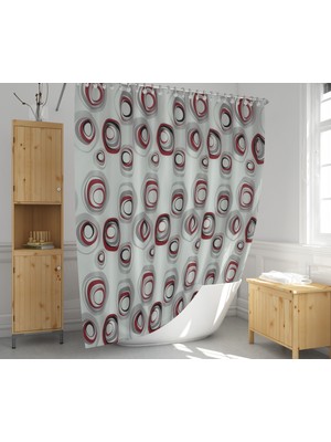 Evdy Banyo Perdesi 2x110x200 Çift Kanat Duş Perdesi Halka Hediyeli Duşakabin Perdesi 4954 Karma