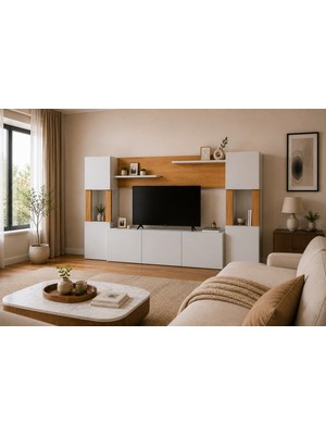 Decorotika Lore Tv Ünitesi Beyaz Teak
