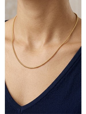 Balenbi Unisex 60 cm Minimal Top Zincir Gold Renk Kararmaz Çelik Kolye 1083