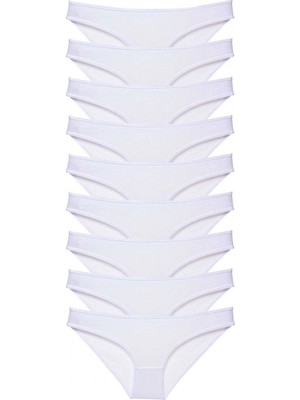 MiraLive 9 Adet Süper Eko Set Likralı Kadın Slip Külot Beyaz