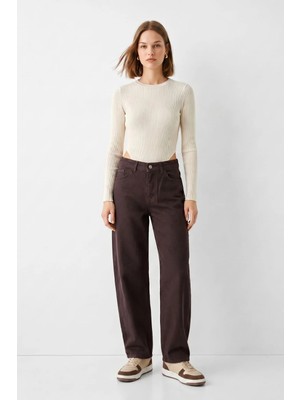 Rays Kahve Yüksek Bel Baggy Jean 1061