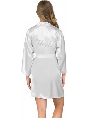 MiraLive Ekru Kısa Saten Bride Sabahlık