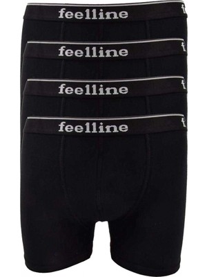 MiraLive 4 Adet Feelline Siyah Pamuklu Doğal Likralı Erkek Boxer