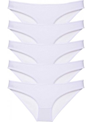 MiraLive 5 Adet Süper Eko Set Likralı Kadın Slip Külot Beyaz