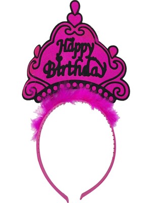 MiraLive Happy Birthday Neon Fuşya Renk Doğum Günü Tacı 24X15 cm