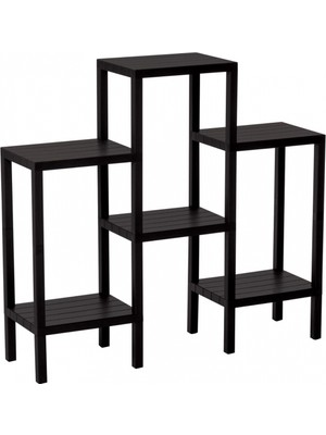 MiraLive 6 Raflı - Siyah Modüler Ünite Plastik 108X100X29 cm (K95)