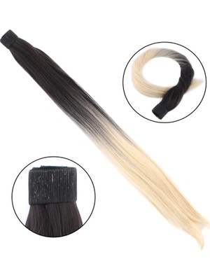 MiraLive Fiber Sentetik Sihirli At Kuyruğu - Koyu Kumral / Dore Sarı Ombreli