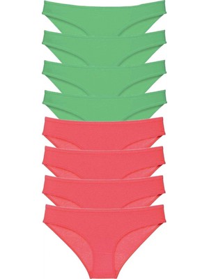 MiraLive 8 Adet Eko Set Likralı Kadın Slip Külot Yeşil Fuşya