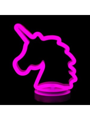 MiraLive Neon Işıklı Unicorn Masa Gece Lambası Pil USB