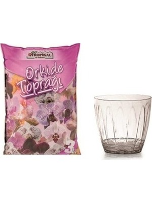 Derince Botanik Tropikal 3 lt Orkide Toprağı ve 1.5 lt Serinova Orkide Değişim Saksı Seti