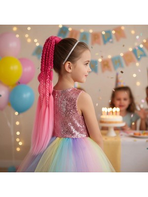 MiraLive Balon ve Düz Salaş Örgülü Lastikli At Kuyruğu - ACM10