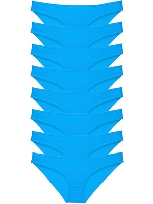 MiraLive 8 Adet Süper Eko Set Likralı Kadın Slip Külot Mavi