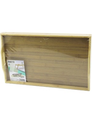 MiraLive DİKDÖRTGEN=30X50CM  Aç Kapa Ayaklı = 20CM Ahşap Bambu Sunum Tepsi (4887)