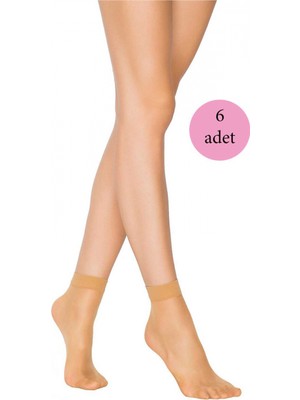 MiraLive 6 Adet Fit 15 Soket Ince Parlak Kısa Çorap Ten