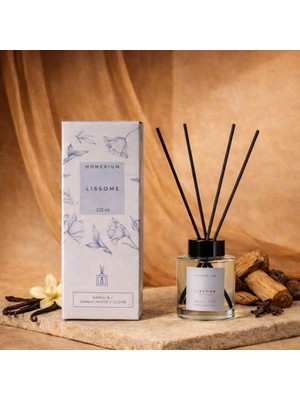 Homerium Lissome Çubuklu Oda Kokusu 110 ml Bambu Çubuklu Reed Diffuser Kalıcı Ev Ofis Ortam Kokusu