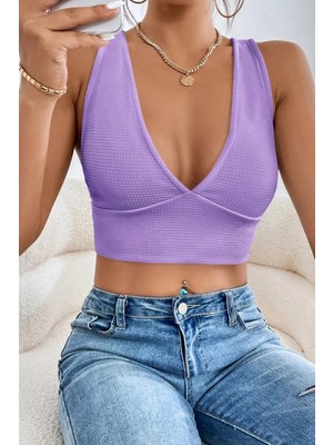 MiraLive Kadın Siyah Çapraz Sırt Detaylı Şık Crop Top Büstiyer