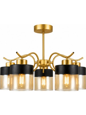 Esslight Alaska 5’li Eskitme Bal Camlı Modern Salon Mutfak Yatak Odası Avize