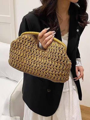 Pazarvia Shop Ithal Hasır Örgü Clutch Çanta