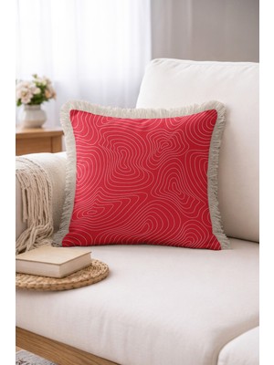 Hanna Home Dekoratif Yastık Kılıfı Bordo Kırmızı Özel Desenli Yastık Kılıfı Ev Dekorasyonu 43X43 cm