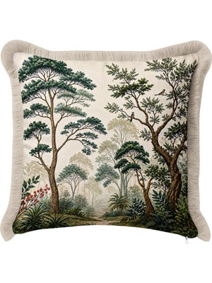 Hanna Home Saçaklı Yastık Kılıfı Kırlent Kılıfı Doğa Manzaralı Kırlent Kılıfı Koltuk Takımı Aksesuarı 43X43 cm