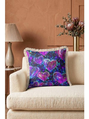 Hanna Home Saçaklı Saçaklı Kırlent Kırlent Kılıfı Geometrik Dekoratif Yastık Kılıfı Salon Koltuk Yastığı 43X43 cm