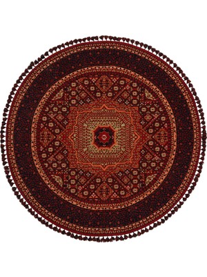 Kalesta Halı Şiraz 10 Multy Afgan El Dokuma Görünümlü Yuvarlak Kilim – Yıkanabilir Dekoratif Kilim El Dokuma Desenli Yuvarlak Kilim Hav Toz Vermez Salon, Mutfak, Koridor Yıkanabilir Kaymaz Kilim