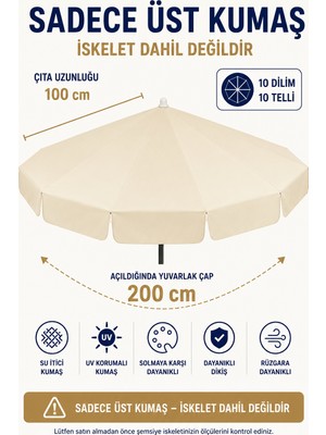 Düvenci Toptan Düvenci Plaj Şemsiyesi Uyumlu 200/10 Krem Polyester Kumaş