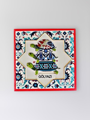 Mundy Gölyazı Temalı Polyester Kabartmalı Kaplumbağa Desen Magnet  7 x 7 cm – Dekoratif Hediyelik Buzdolabı Süsü  (KOD:1167)