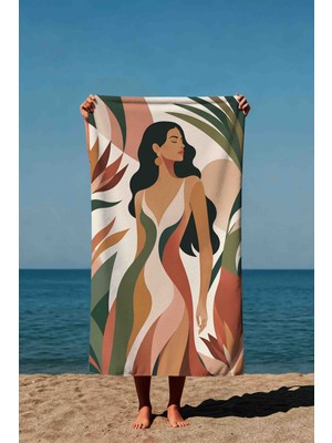 Luvis Store Boho Muse Silüet Kadın Desenli Baskılı Plaj Havlusu