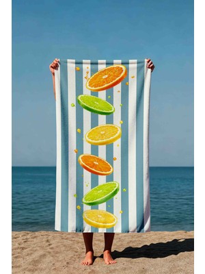 Luvis Store Fresh Citrus Narenciye Desenli Baskılı Plaj Havlusu