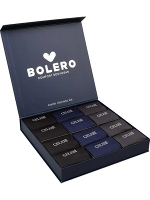 Bolero Kişiye Özel Dikişsiz Premium 12'li Merserize Çorap Kutulu