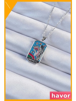 Havor Tarot Temalı Renkli Mineli Kolye 45CM Uzunluk