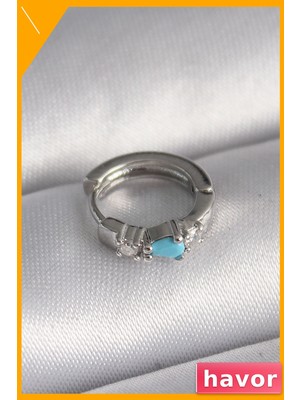 Havor Zirkon Taşlı Mavi Boncuk Detaylı Tragus Piercing 6mm