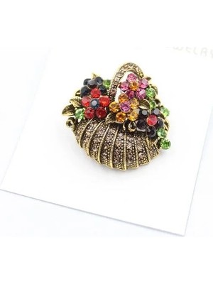 Uravas Store Ieg - Çiçek Sepeti Broş - Bronz