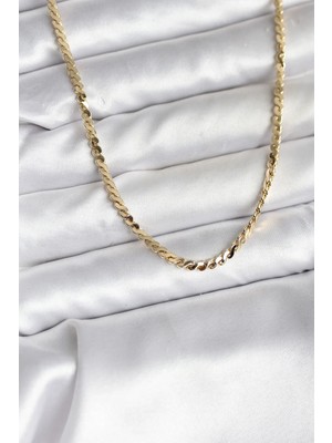 Uravas Store Ietaks™ 14K Gold Renk Kaplama Ezme Yılan Zincir Model cm Kadın Kolye