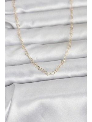 Uravas Store Ietaks™ cm 14K Gold Renk Kalp Zincirli 60 cm Kadın Kolye