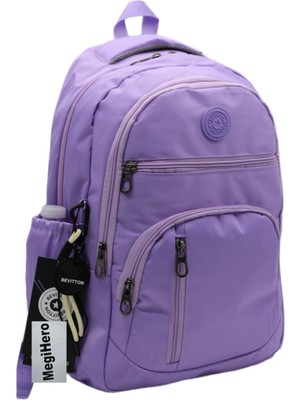 MegiHero 1710 Lila Suya Dayanıklı Kumaş Okul Çantası Unisex Okul Sırt Çantası