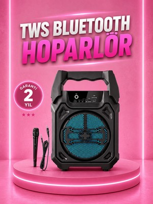 tp Buğz Taşınabilir 6.5” Bluetooth Hoparlör USB Tf Kart Mikrofonlu Şarjlı Sistem