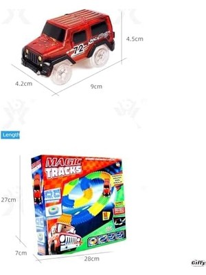 Oyuncak Trucks Hareketli Raylar 384 Parça Trucks 2 Işıklı Arabalı Oyuncak Karanlıkta Parlayan Sihirli Raylar